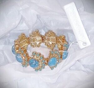 Anne Taylor Blue/Gold Stretch Bracelet